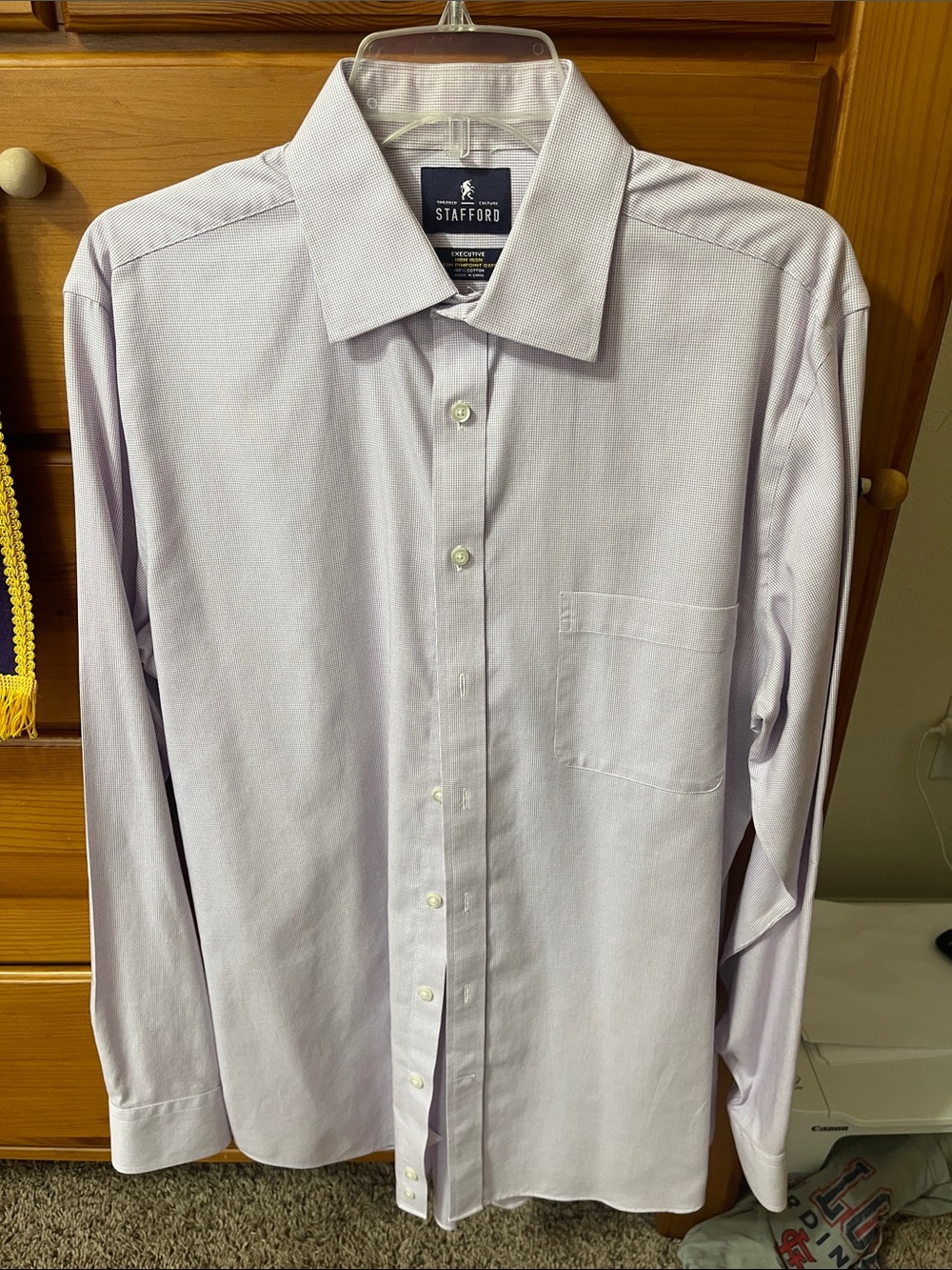 Stafford Men's Light Lavender Dress Shirt - Solid Button-Up